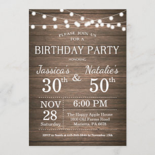 Invitation de fête d'anniversaire conjointe pour a