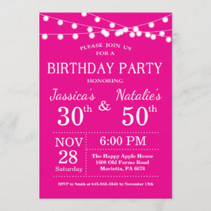 Invitation de fête d'anniversaire conjointe pour a