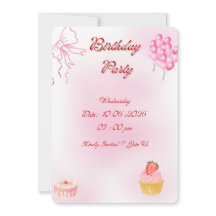 Invitation de fête d'anniversaire Coquette Rose av