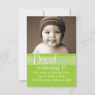 Invitation de fête d'anniversaire   Couleur vert c