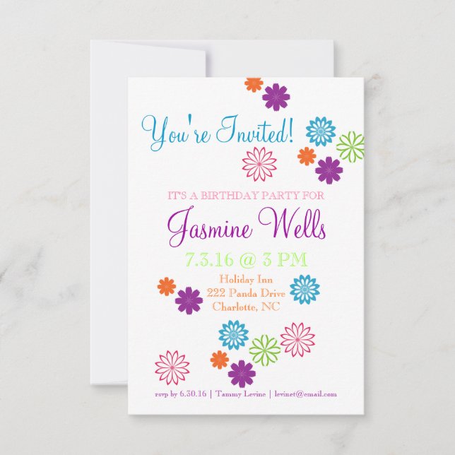 Invitation de fête d'anniversaire | Couleurs des c (Devant)