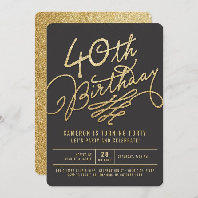 Invitation de fête d'anniversaire d'adulte (Devant / Derrière)