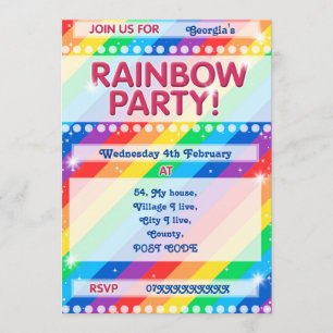 Invitation de fête d'anniversaire d'arc-en-ciel