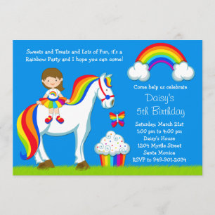 Invitation de fête d'anniversaire d'arc-en-ciel