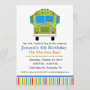 Invitation de fête d'anniversaire d'autobus de