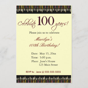 Invitation de fête d'anniversaire de 100 ans