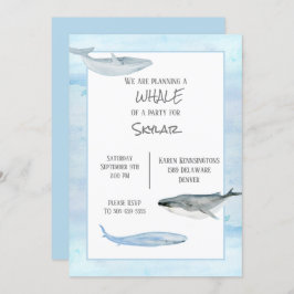 Invitation de fête d'anniversaire de baleines