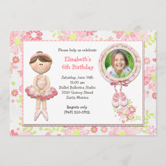 Invitation de fête d'anniversaire de ballerine