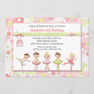 Invitation de fête d'anniversaire de ballerine