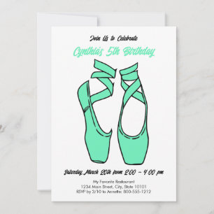 Invitation de fête d'anniversaire de ballet vert m