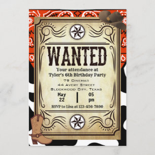 Invitation de fête d'anniversaire de Bandana Cowbo