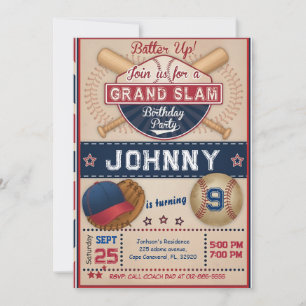 Invitation de fête d'anniversaire de baseball pers