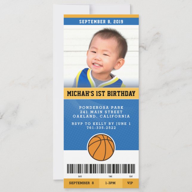 Invitation de fête d'anniversaire de basket-ball ( (Devant)