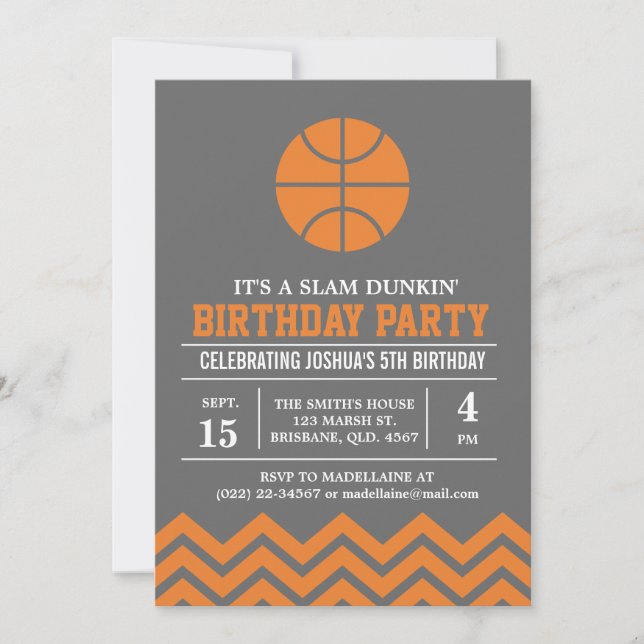 Invitation de fête d'anniversaire de basket-ball p (Devant)