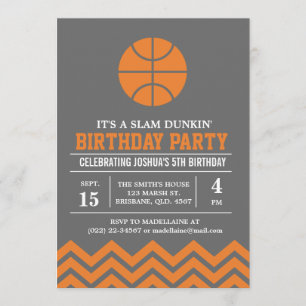Invitation de fête d'anniversaire de basket-ball p