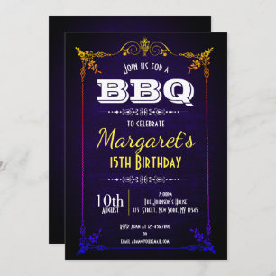 Invitation de fête d'anniversaire de BBQ de bleu