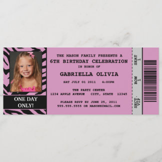 Invitation de fête d'anniversaire de billet