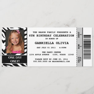 Invitation de fête d'anniversaire de billet