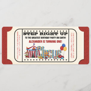Invitation de fête d'anniversaire de billet de cir