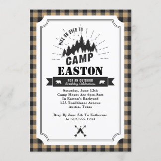 Invitation de fête d'anniversaire de camp