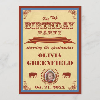 Invitation de fête d'anniversaire de chapiteau