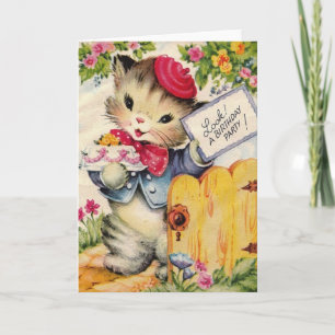 Invitation de fête d'anniversaire de chat Retro