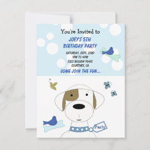 Invitation de fête d'anniversaire de chien de dess