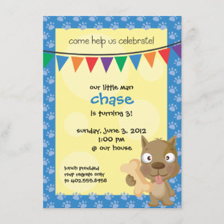 Invitation de fête d'anniversaire de chiot de