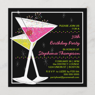 Invitation de fête d'anniversaire de cocktail de