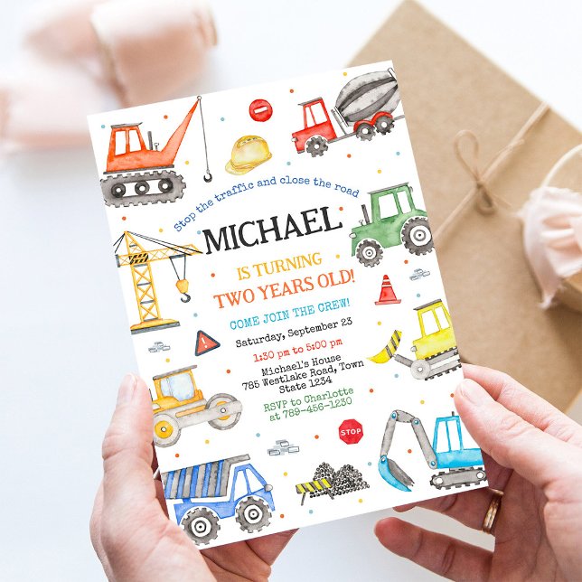 Invitation de fête d'anniversaire de construction (Créateur téléchargé)