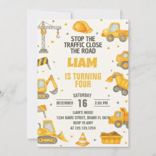 Invitation de fête d'anniversaire de construction