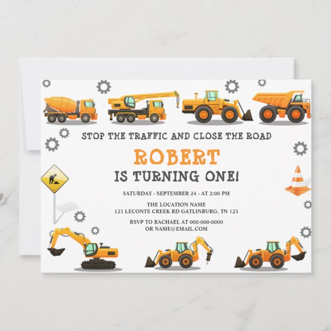 Invitation de fête d'anniversaire de construction (Devant)