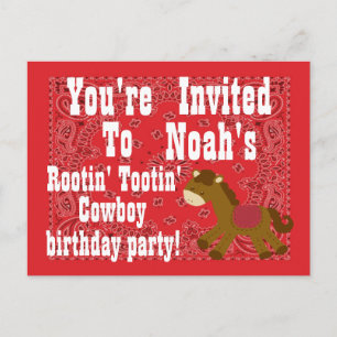 Invitation de fête d'anniversaire de cowboy de