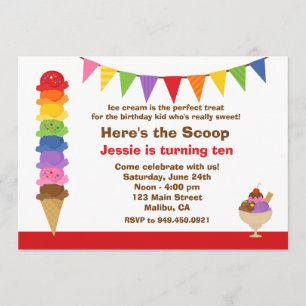 Invitation de fête d'anniversaire de crème glacée
