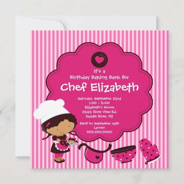 Invitation de fête d'anniversaire de cuisson de (Devant)