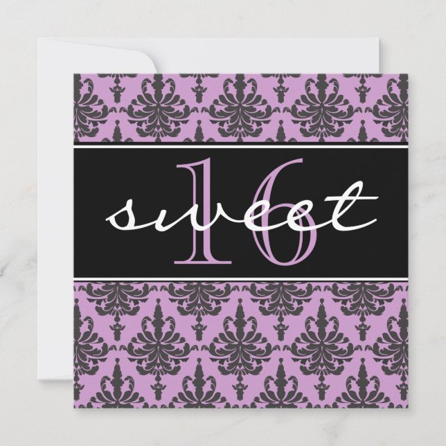 Invitation de fête d'anniversaire de damassé du (Devant)