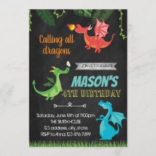 Invitation de fête d'anniversaire de dragon