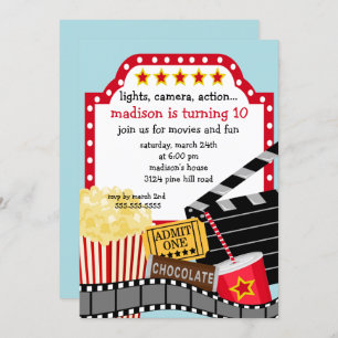 Invitation de fête d'anniversaire de film