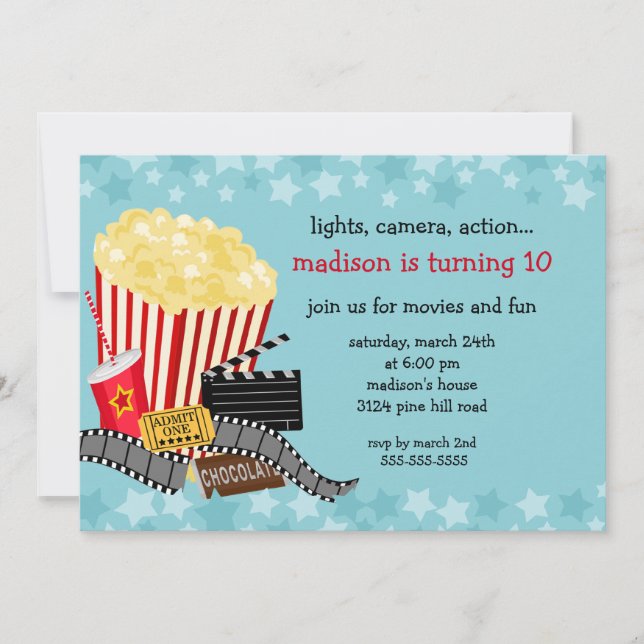 Invitation de fête d'anniversaire de film (Devant)