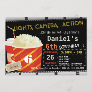INVITATION DE FÊTE D'ANNIVERSAIRE DE FILM
