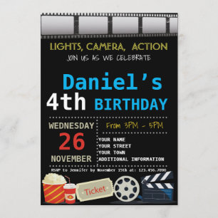 INVITATION DE FÊTE D'ANNIVERSAIRE DE FILM