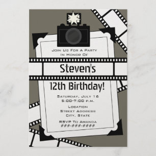 Invitation de fête d'anniversaire de film et de