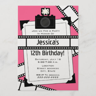 Invitation de fête d'anniversaire de film et de