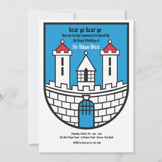 Invitation de fête d'anniversaire de forteresse (Devant)