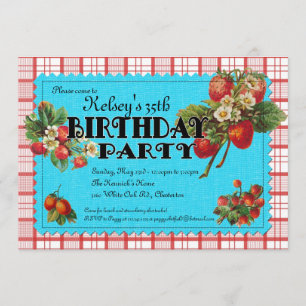 Invitation de fête d'anniversaire de fraise