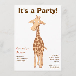 Invitation de fête d'anniversaire de girafe
