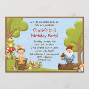 Invitation de fête d'anniversaire de gnome