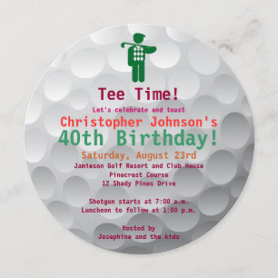 Invitation de fête d'anniversaire de golf vert de