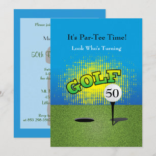Invitation de fête d'anniversaire de golfeur une