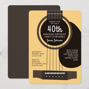 Invitation de fête d'anniversaire de guitare